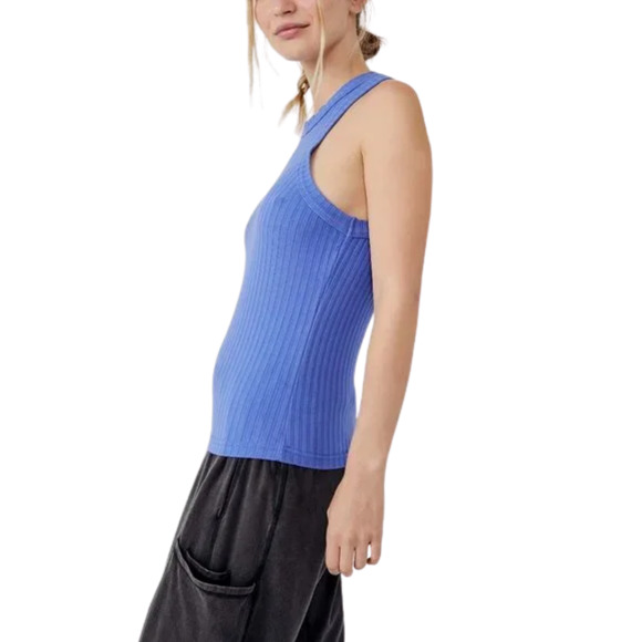 NEW Free People Movement Blissed Out Ribbed Tank Size XS African Violet Blue - Picture 9 of 12
